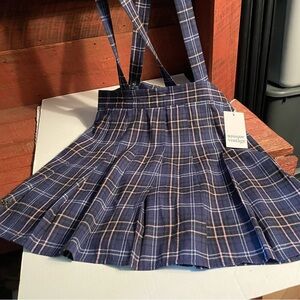 Unique Vintage “Schoolgirl” Plaid Skirt w/Suspenders. Cute/Playful/Fun F…